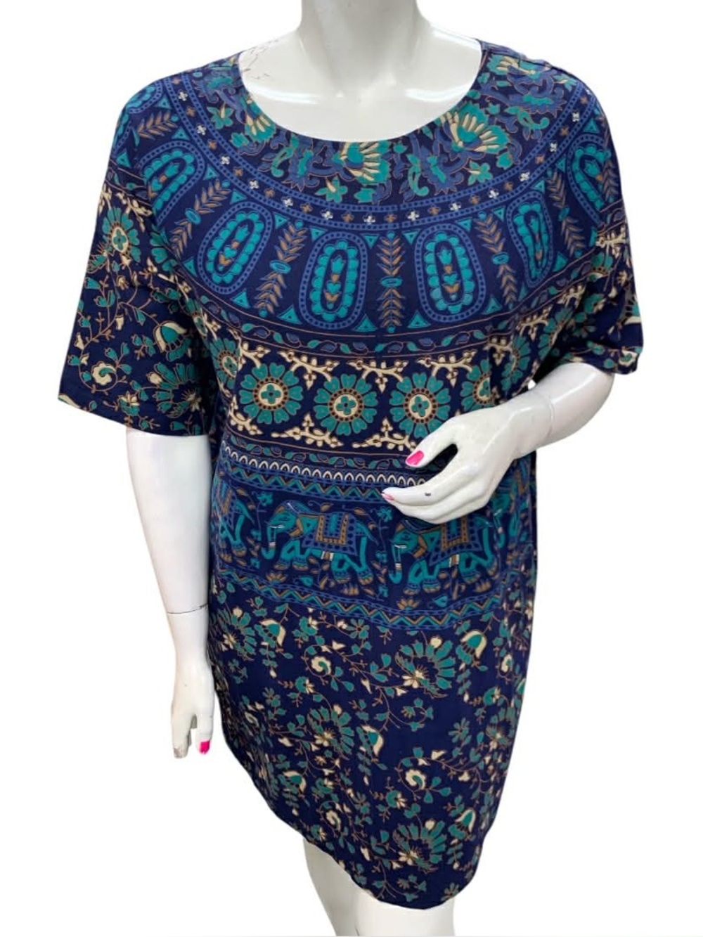 Shannon Passero Navy Floral Medallion Shift Dress Size O/S